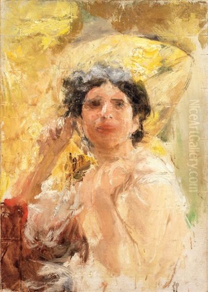 Mezza Figura Oil Painting by Antonio Mancini