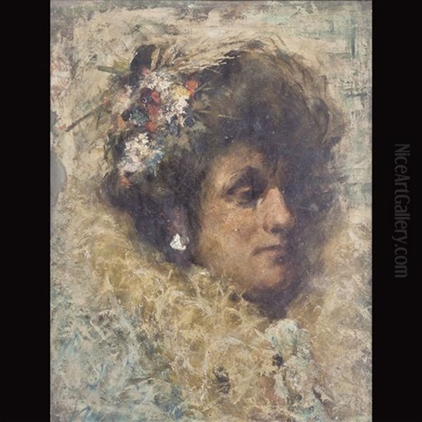 Ritratto Di Signora Oil Painting by Antonio Mancini