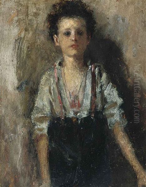 A Young Boy (lo Scungizzo) Oil Painting by Antonio Mancini