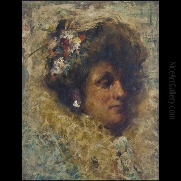 Ritratto Di Signora Oil Painting by Antonio Mancini