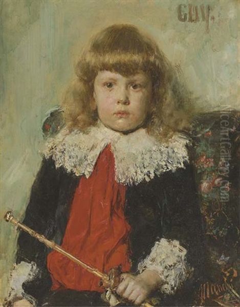 Portrait Of Guy Fairfax Cary, Sr. As A Young Boy Oil Painting by Antonio Mancini