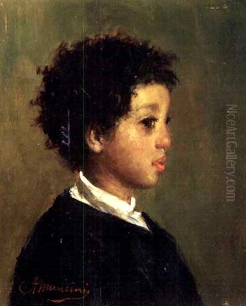 Portrait D'enfant Oil Painting by Antonio Mancini