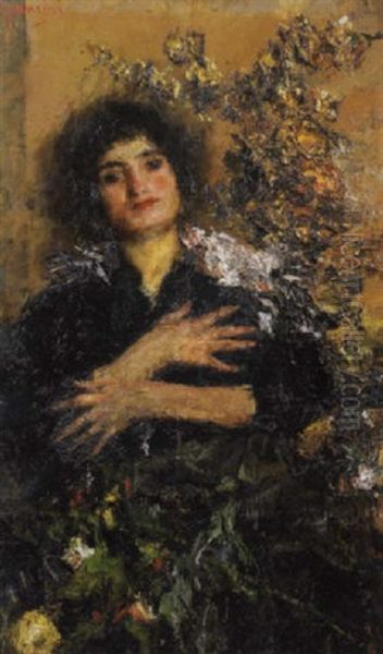 Ritratto Di Signora Oil Painting by Antonio Mancini