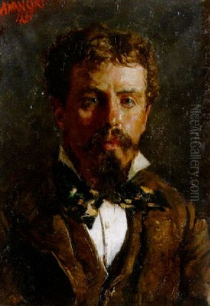 Selbstportrat Im Alter Von 29 Jahren Oil Painting by Antonio Mancini