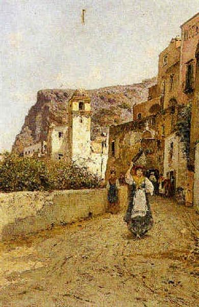 Contadina Con Cesta Oil Painting by Antonio Mancini