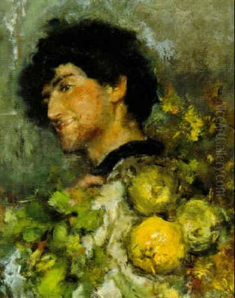 Fruit Seller Oil Painting by Antonio Mancini