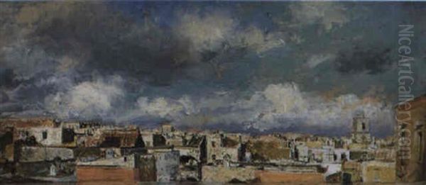 A View Of The Rooftops Of Naples Oil Painting by Antonio Mancini