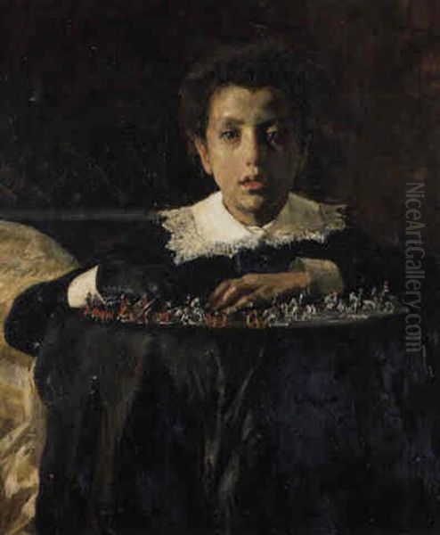 Un Fanciullo Con Soldatini Di Piombo by Antonio Mancini