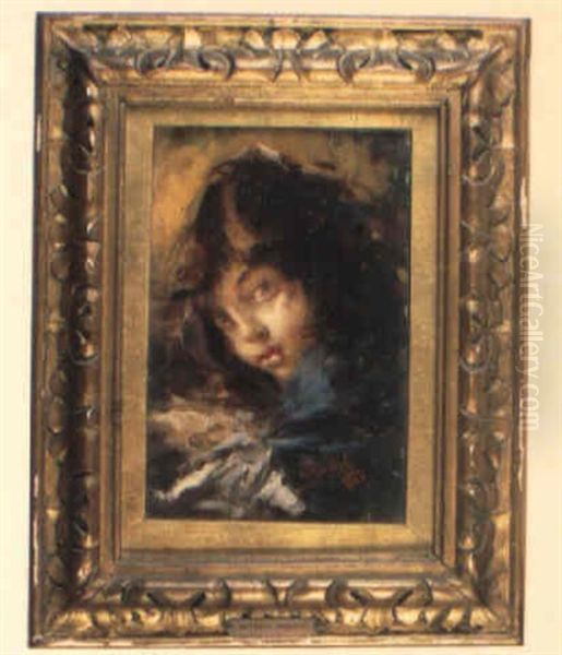 Retrato De Nina Oil Painting by Antonio Mancini