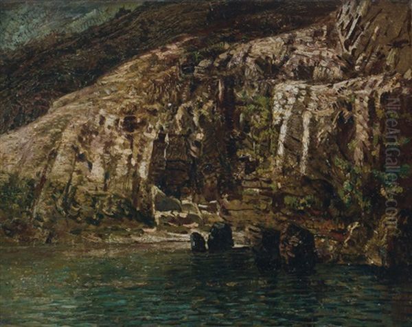 Rocce Sul Mare Oil Painting by Carlo Mancini