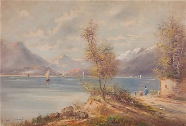 Landscape With Lake, Mou Oil Painting by Francesco Mancini