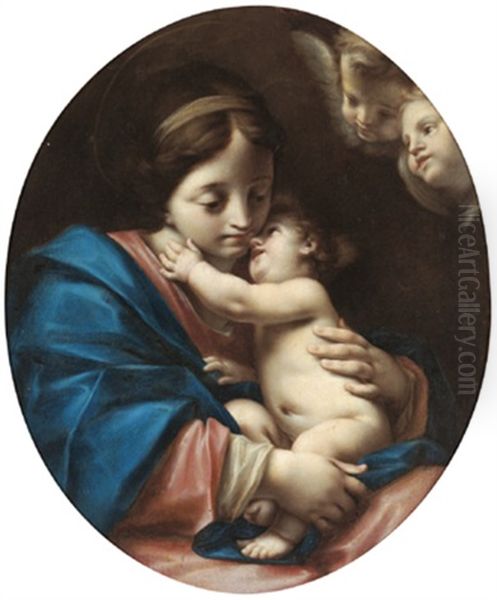 La Madonna Col Bambino E Due Angiolini Oil Painting by Francesco Mancini