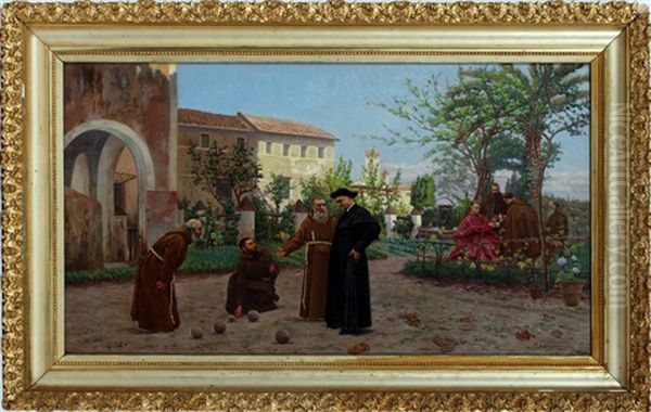 Bocce Oil Painting by Francesco Longo Mancini