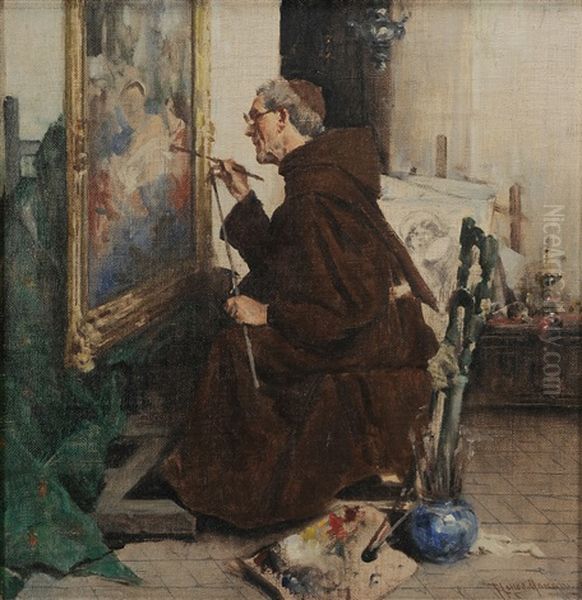 A Friar Painting Oil Painting by Francesco Longo Mancini