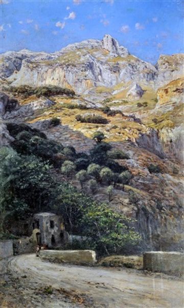 Paesaggio Col Monte Sant'angelo Oil Painting by Francesco Mancini