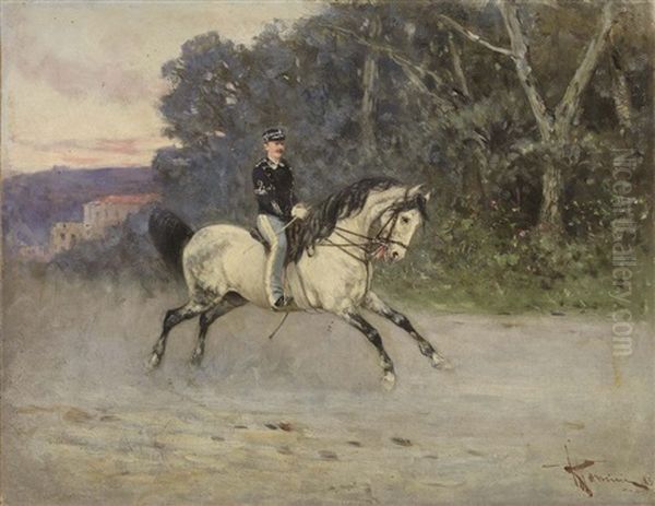 Ufficiale A Cavallo Oil Painting by Francesco Mancini