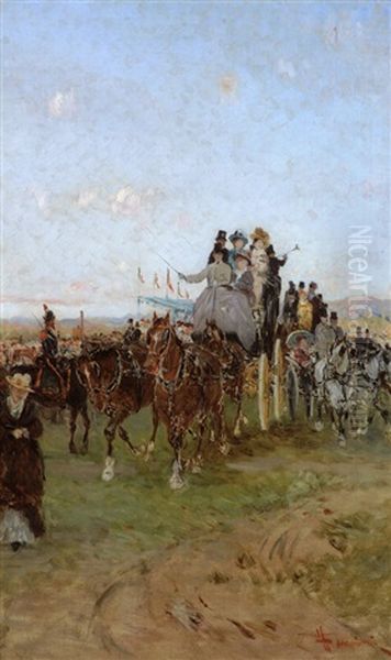 La Passeggiata In Carrozza Oil Painting by Francesco Mancini