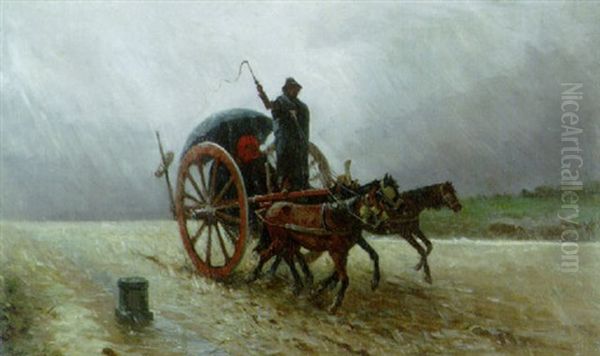 The Horses And Trap Oil Painting by Francesco Mancini