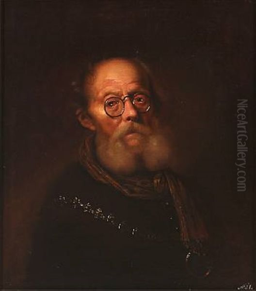 An Old Man Wearing Spectacles. An Allegorical Representation Of The Sight Oil Painting by Karel van Mander III