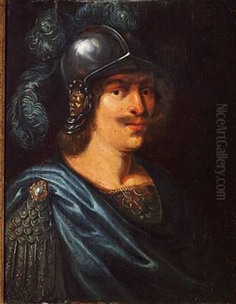 Man With A Helmet (a Nobleman Depicted As Mars?) Oil Painting by Karel van Mander III