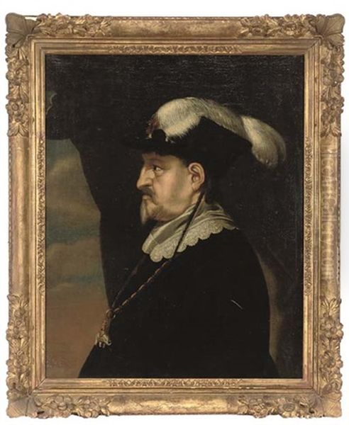 Portrait Of King Christian Iv Of Denmark Oil Painting by Karel van Mander III