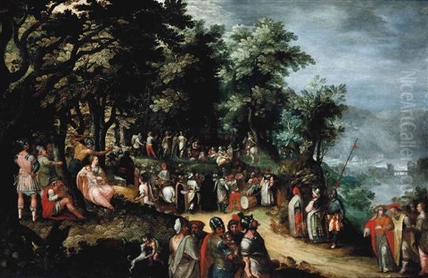 Saint John The Baptist Preaching To A Multitude Oil Painting by Karel van Mander the Elder