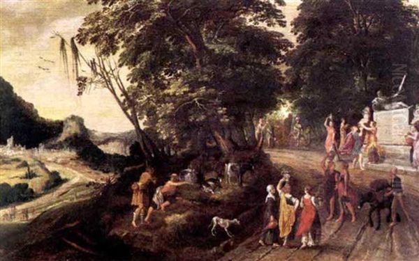 Landschaft Mit Hirten Und Reisenden Oil Painting by Karel van Mander the Elder