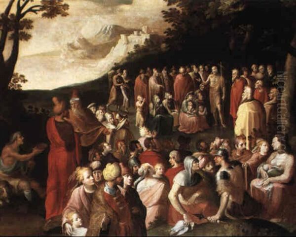 Saint John The Baptist Preaching To The Multitude Oil Painting by Karel van Mander the Elder