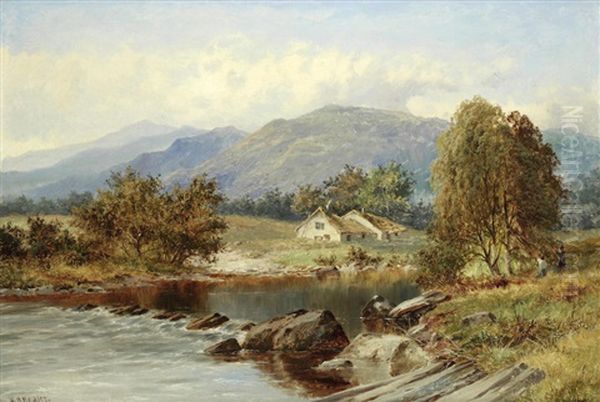 A Pair Of River Landscapes Oil Painting by William Henry Mander