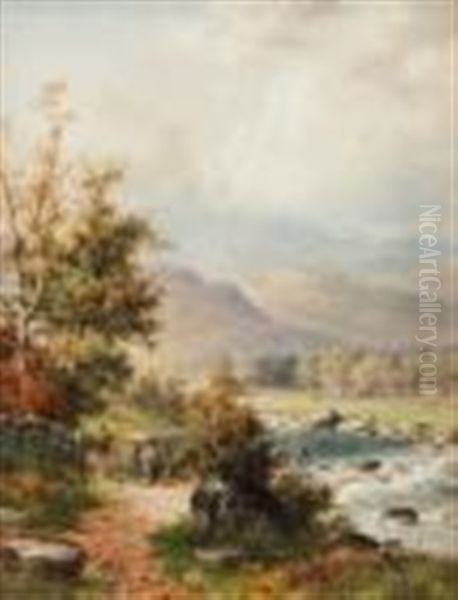 In The Ogwen Valley, North Wales And On The River Mawddach, North Wales Oil Painting by William Henry Mander