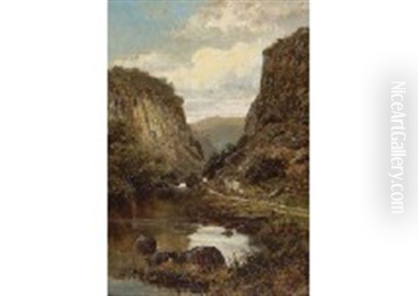 A Summer Day In Dovedale Oil Painting by William Henry Mander