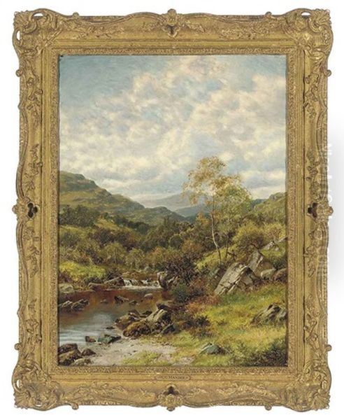 An Extensive River Landscape With A Hunter Oil Painting by William Henry Mander