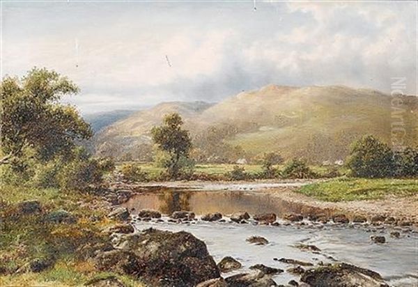 Stepping Stones At Bettws-y-coed, N.w Oil Painting by William Henry Mander