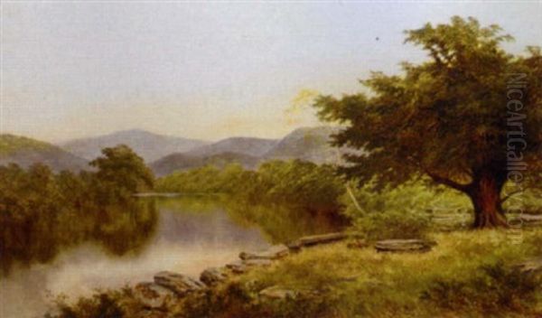 A Peaceful Stretch Of The River Oil Painting by William Henry Mander