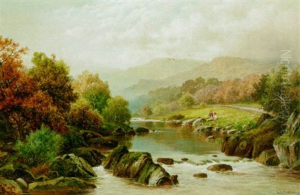 Looking Up The Lledr Valley From The Beaver Bridge, Betws-y-coed Oil Painting by William Henry Mander