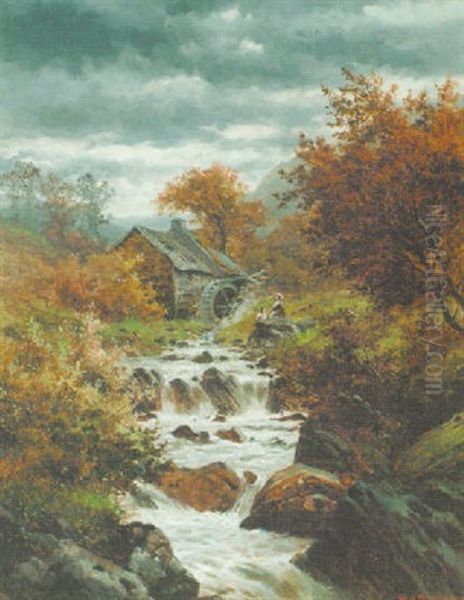 Mill On The Arran Oil Painting by William Henry Mander