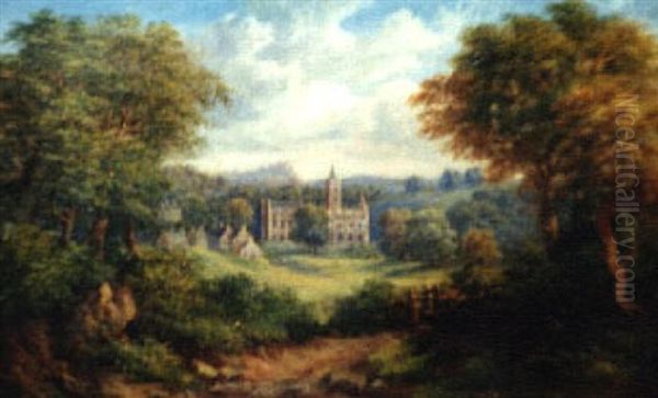 Manor House In Summer Landscape Oil Painting by William Henry Mander