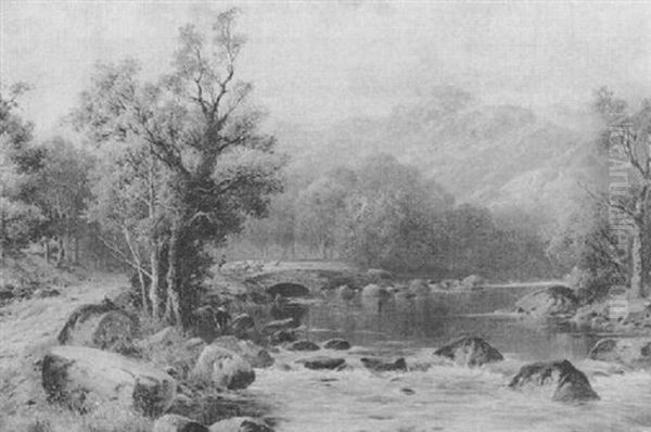 On The River Near Dinas Oil Painting by William Henry Mander