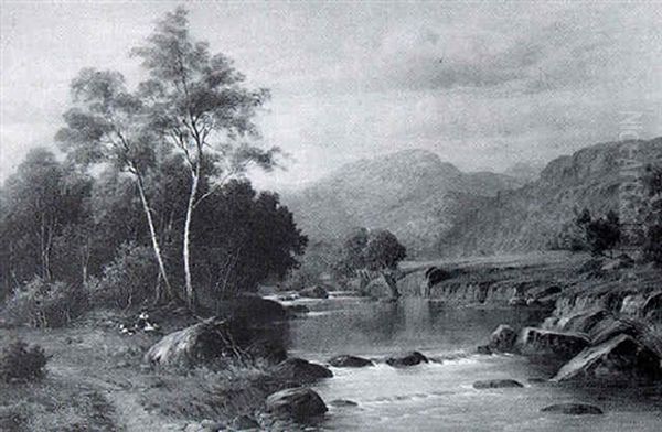 On The River Mawddach, Near Dolgelly, North Wales Oil Painting by William Henry Mander