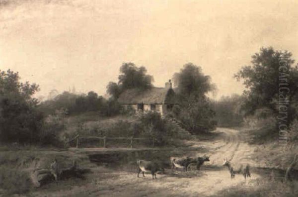 A Warwickshire Lane Oil Painting by William Henry Mander