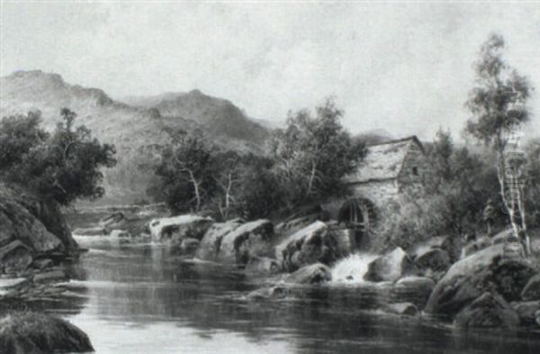 Old Mill Near Aber Oil Painting by William Henry Mander