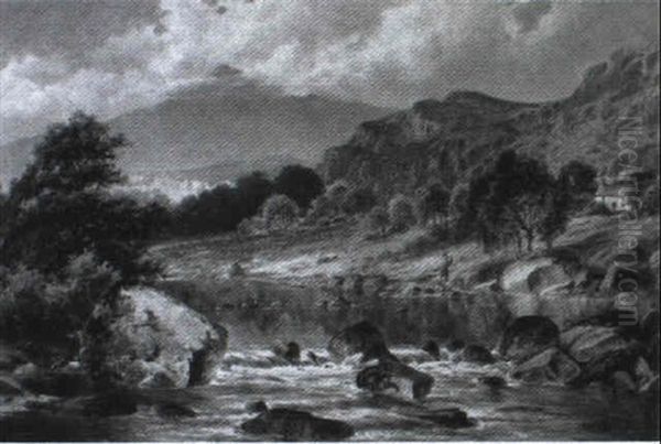 On The Lledr, Pont-y-pant, North Wales Oil Painting by William Henry Mander