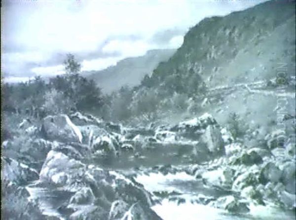 On The Lledr Below Pont-y-pant Oil Painting by William Henry Mander