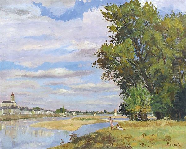 Bord De Riviere Oil Painting by Charles Berjole