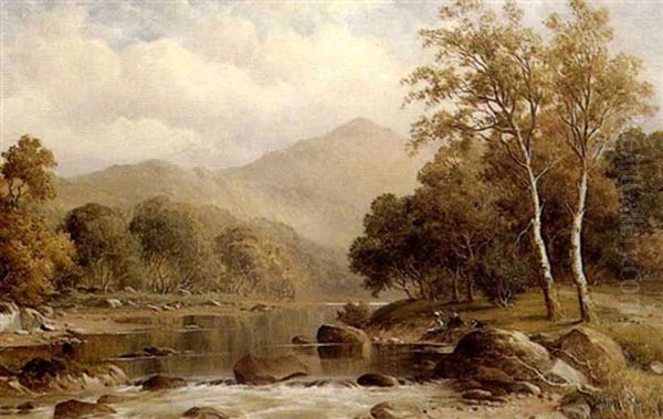 In The Mawddach Valley Near Dolgelley, North Wales Oil Painting by William Henry Mander