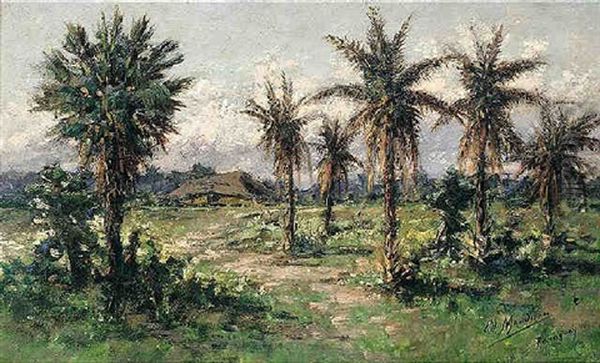 A Tropical Landscape, Paraguay Oil Painting by Edouard Jean Marie Manduau