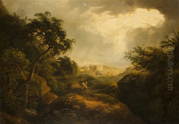 Landschaft Im Gewitter Oil Painting by Antonin Manes