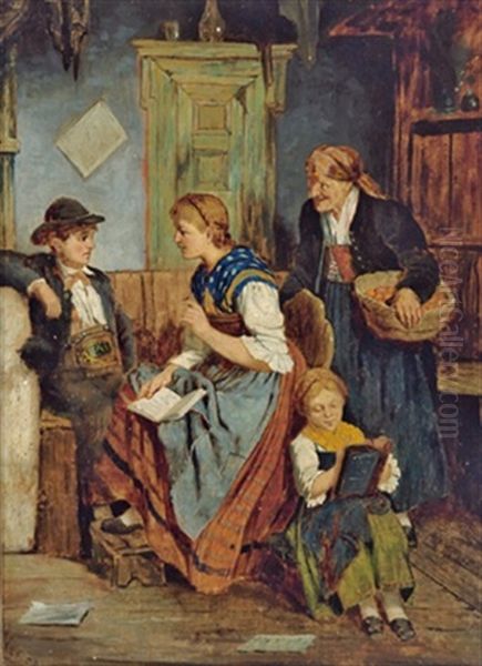 Unterricht Der Kinder In Der Stube Oil Painting by Guido Manes