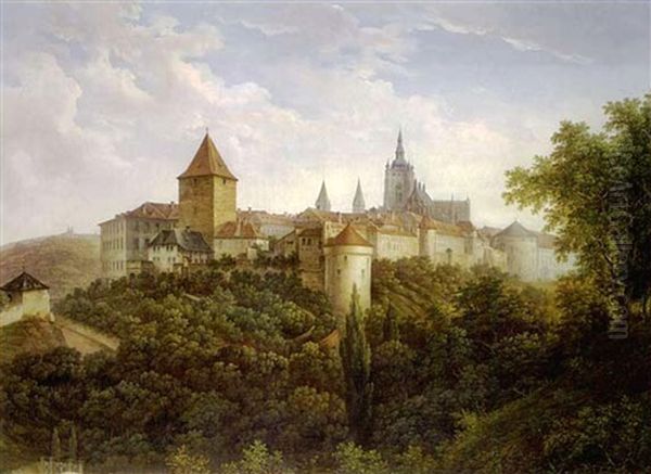 Blick Auf Den Hradschin In Prag Oil Painting by Josef Manes