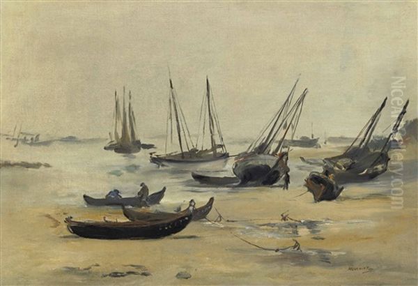 La Plage A Maree Basse Oil Painting by Edouard Manet